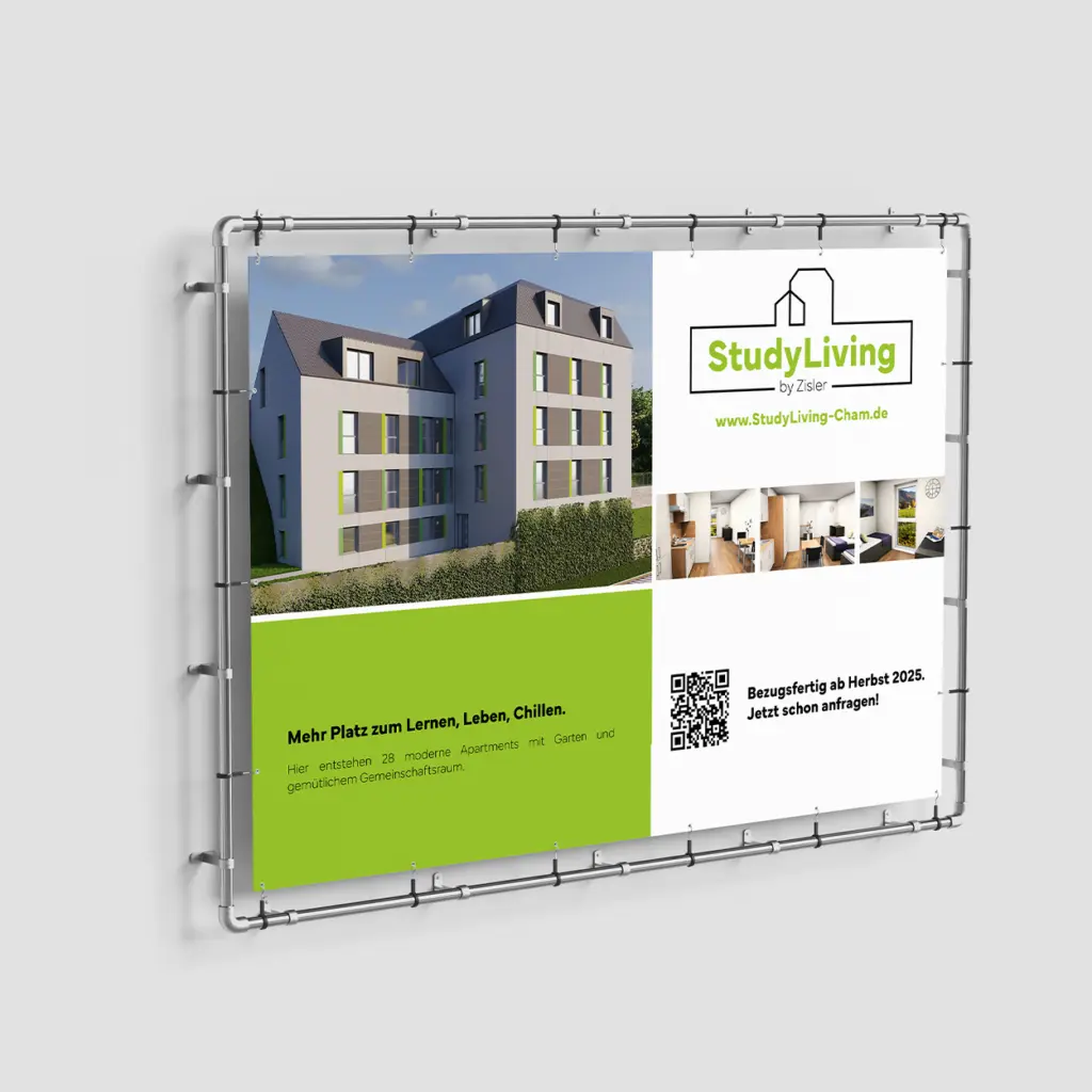 Bannerdesign für Baustelle im Corporate Design.