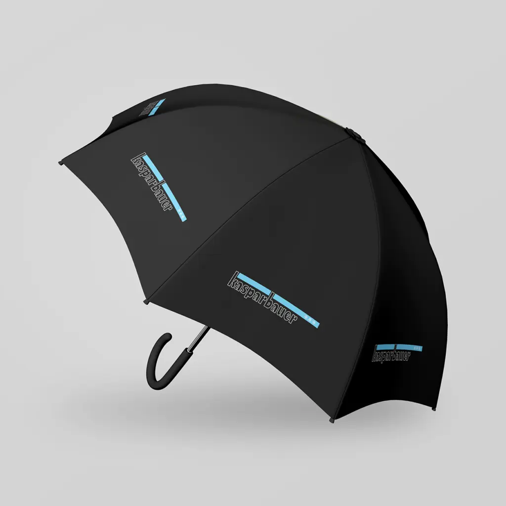 Design und Bestellung von Regenschirmen als Werbematerial.