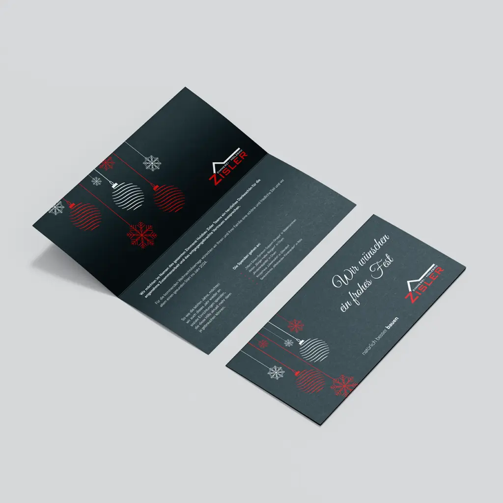 Konzeptionierung, Design und Bestellung von Weihnachtskarten für Kunden und Partner.