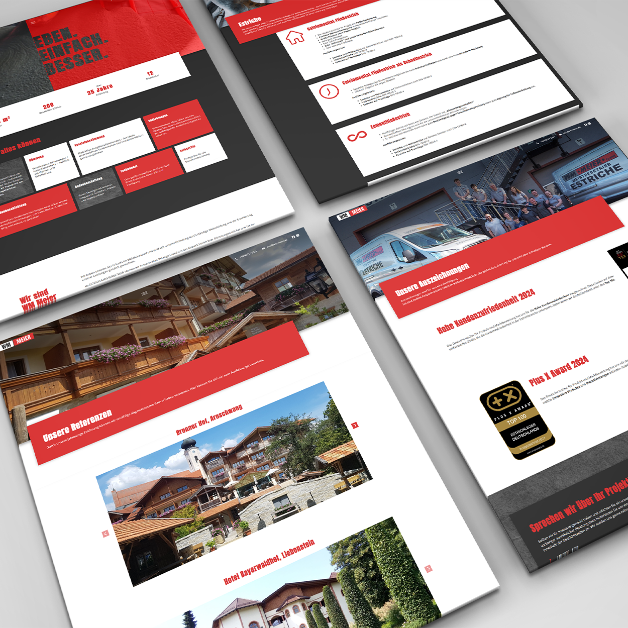 Übersicht eines Webdesigns einer ausführlichen Unternehmenswebsite